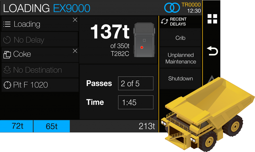 Operator Screen for a haul truck